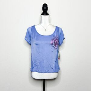 Zumba NWT! Women’s Flash Crop Top in Orbit Blue Sheer Sides & Back Size M